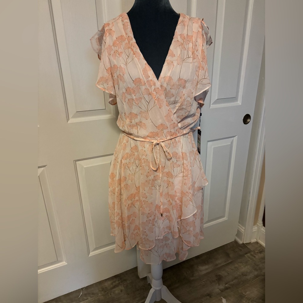 Floral Wrap Dress in Peach by Tommy Hilfiger